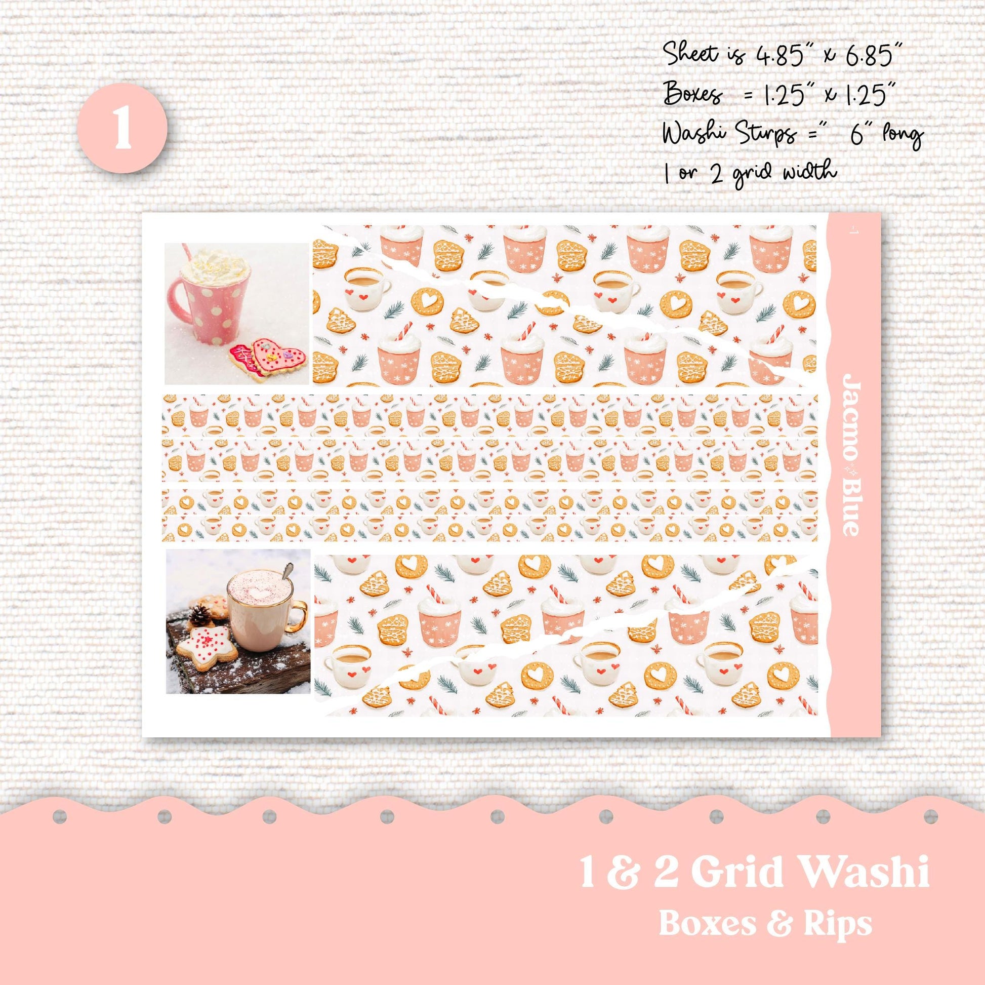 Thin Washi & Minimal Basics for Journaling 3.9mm Washi Notebook Planners Sticker Kit - Hot Chocolate 237