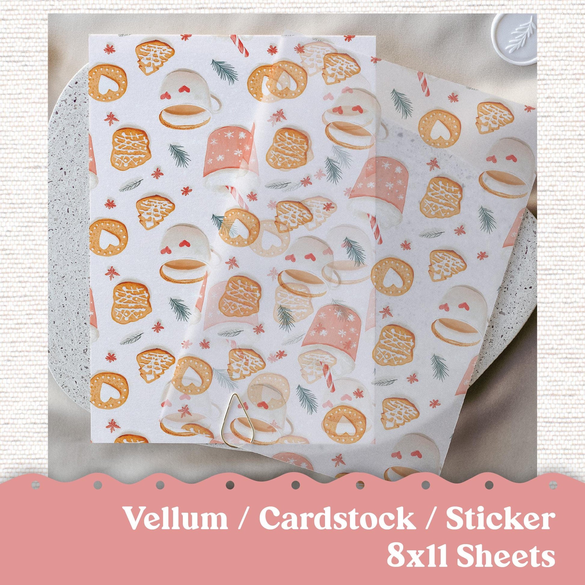 Vellum or Cardstock Dashboard Tip-in for Planners or Junk Journaling - Kit 237 Hot Chocolate