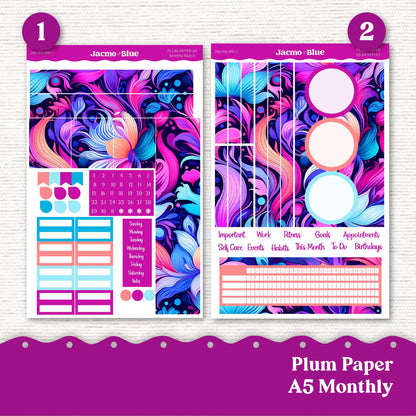 Plum Paper Monthly Sticker Kit for 8x11 7x9 A5 Planners - Kit 240 Planner Stickers 2025