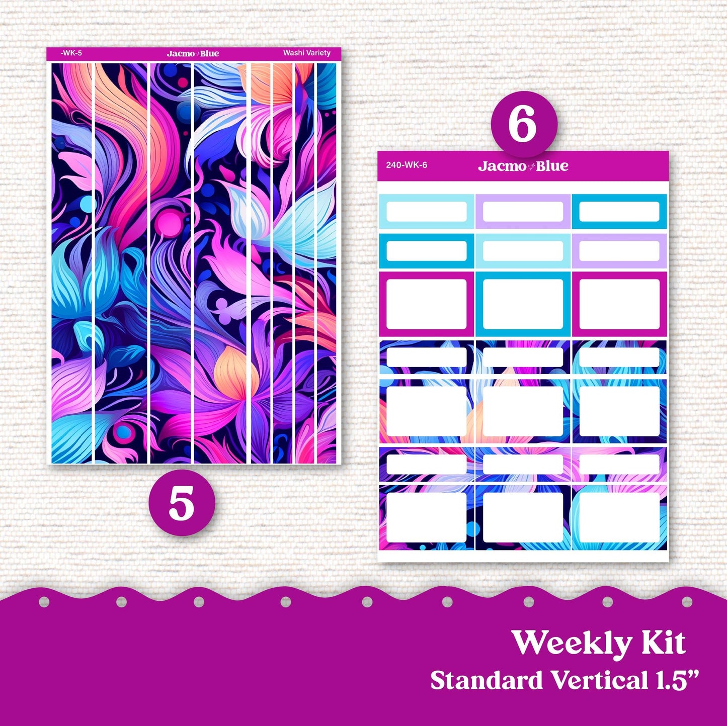 Outrageous Weekly Planner Sticker Kit Vertical Planner Stickers Kit 240v- Standard Vertical 1.5" Columns A5 B6