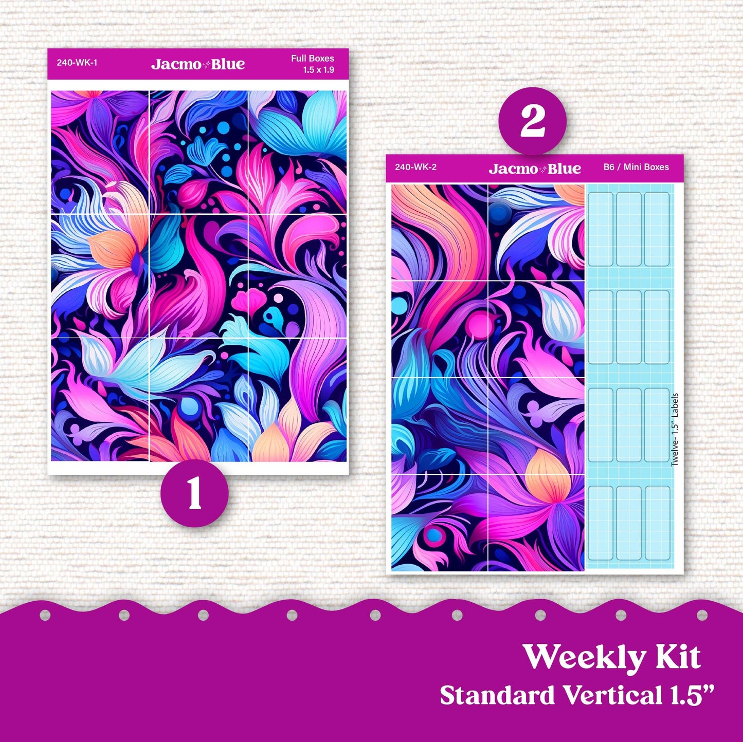 Outrageous Weekly Planner Sticker Kit Vertical Planner Stickers Kit 240v- Standard Vertical 1.5" Columns A5 B6