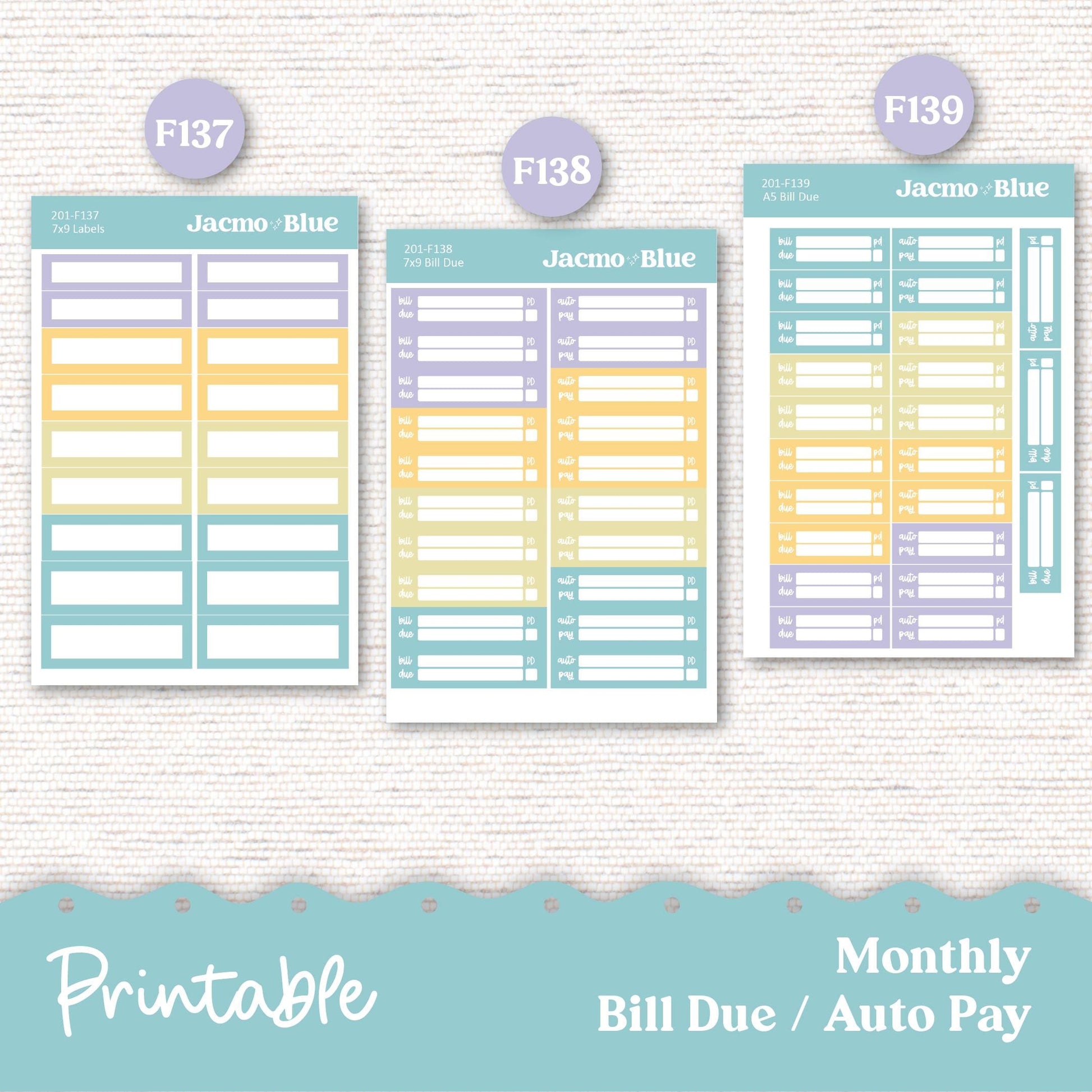 PRINTABLE Plum Paper Planner Monthly Stickers Spring 8x11 7x9 A5 Print and Cut - Kit January 201 Includes Bill Due Auto Pay and Months