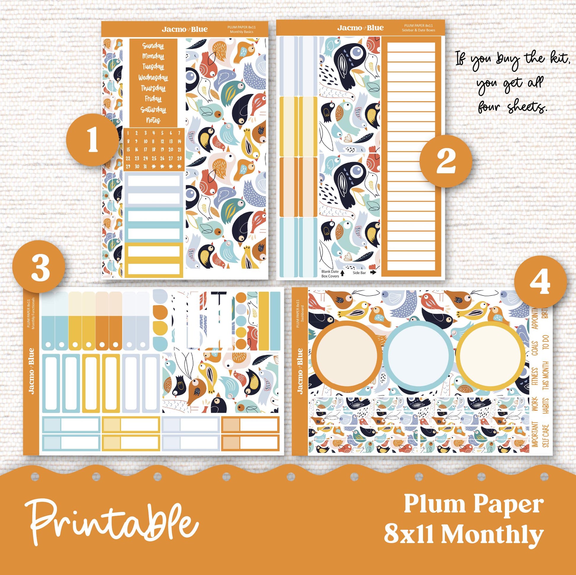 PRINTABLE September Plum Paper Planner Monthly Stickers 8x11 7x9 A5 Print and Cut - 207P