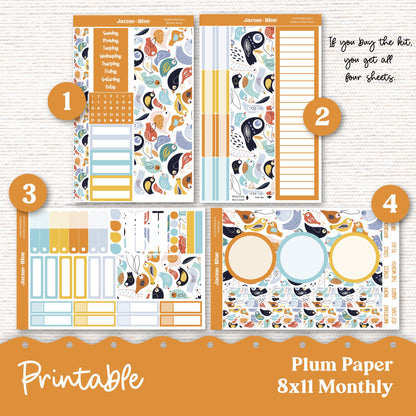 PRINTABLE September Plum Paper Planner Monthly Stickers 8x11 7x9 A5 Print and Cut - 207P