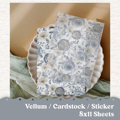 Vellum or Cardstock Dashboard Tip-in for Planners or Junk Journaling - 123V Watercolor Wintery Floral