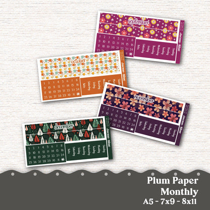 Mini Monthly Kits Plum Paper 2025 - A5 - 7x9 - 8x11 - 12 Month Bundle too