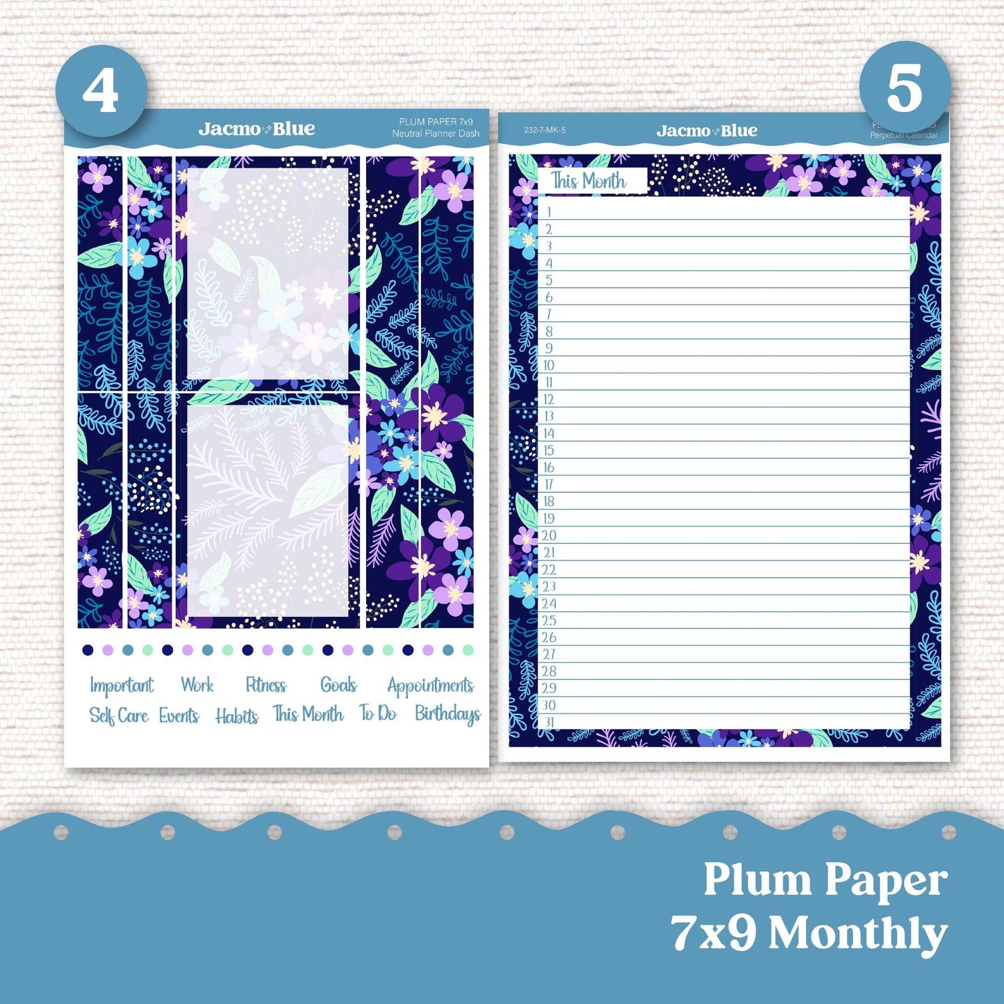 Plum Paper Monthly Sticker Kit for 8x11 7x9 A5 Planners - Kit 236 Planner Stickers January 2025