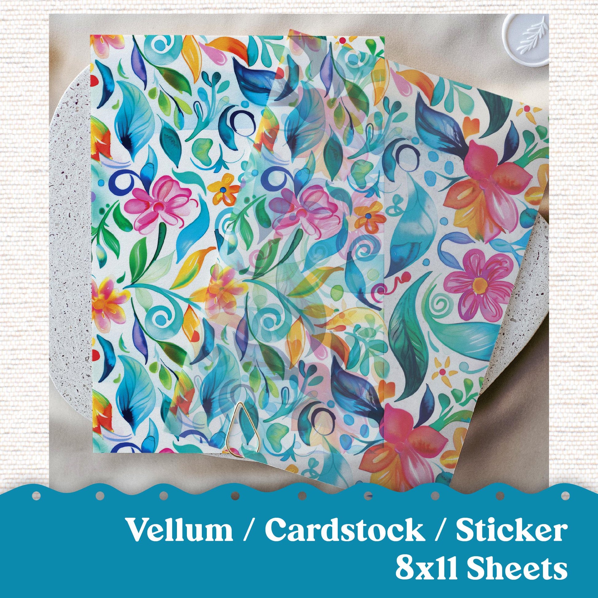 Vellum or Cardstock Dashboard Tip-in for Planners or Junk Journaling - Kit 125V