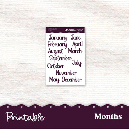 PRINTABLE Monthly Planner Stickers for Erin Condren 7x9 and A5 - Print and Cut Silhouette and Cricut - 241P