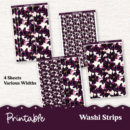 PRINTABLE Washi Strips Stickers Print and Cut Silhouette and Cricut - 241P - Violet Mood