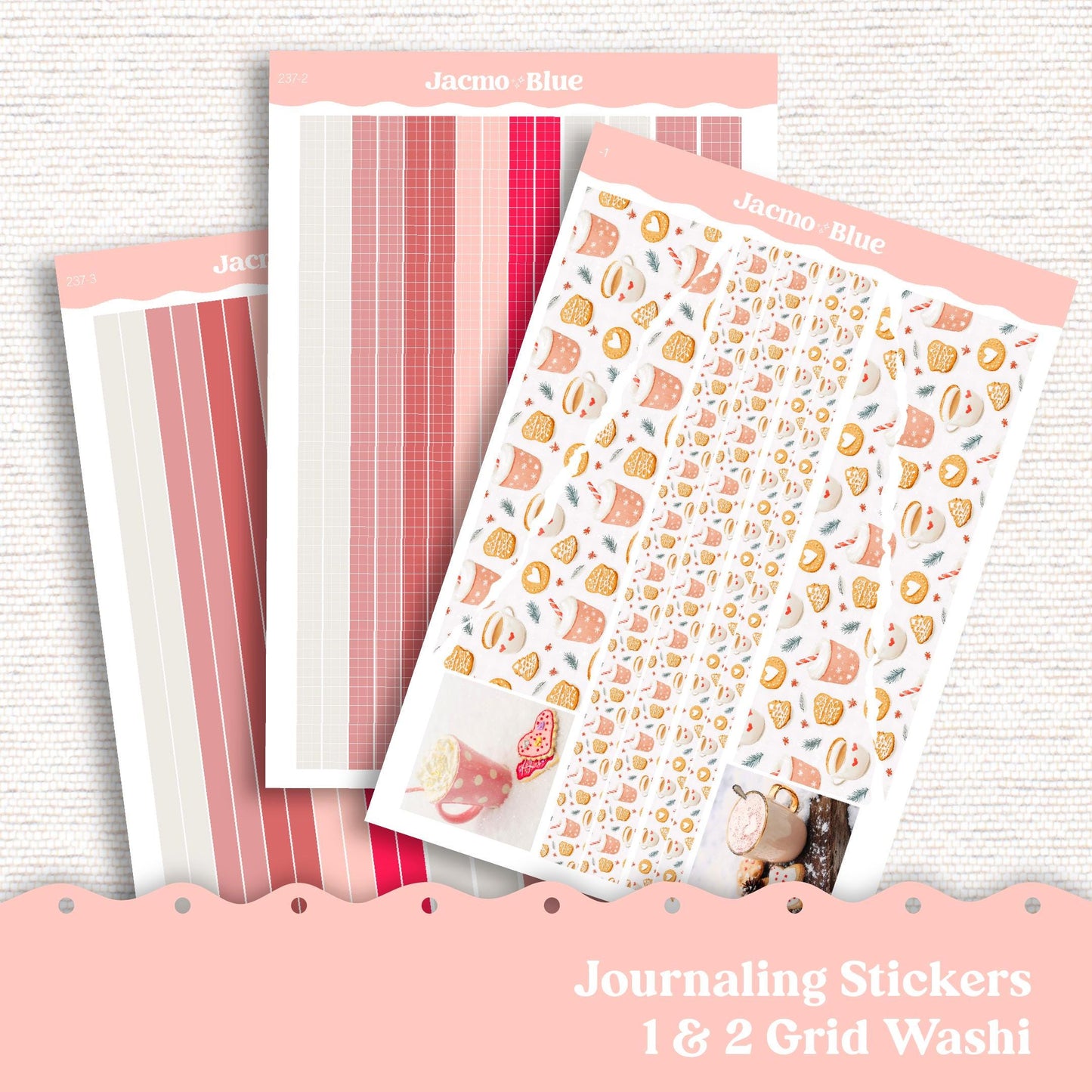 Thin Washi & Minimal Basics for Journaling 3.9mm Washi Notebook Planners Sticker Kit - Hot Chocolate 237