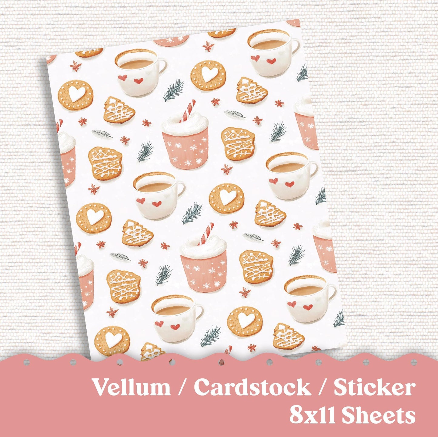 Vellum or Cardstock Dashboard Tip-in for Planners or Junk Journaling - Kit 237 Hot Chocolate