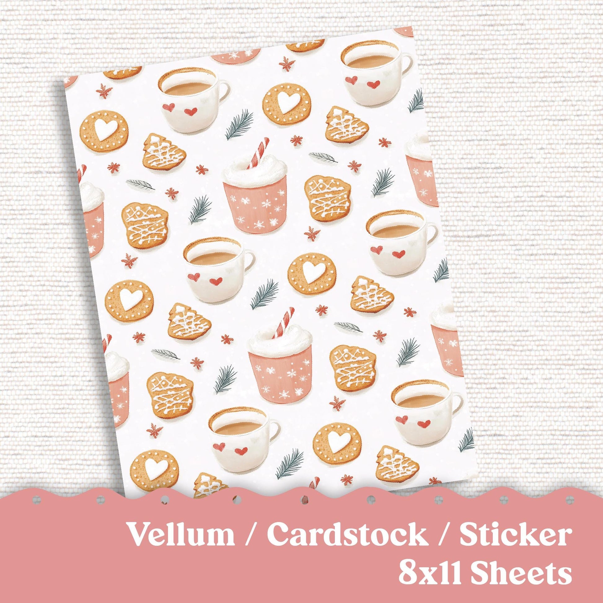 Vellum or Cardstock Dashboard Tip-in for Planners or Junk Journaling - Kit 237 Hot Chocolate