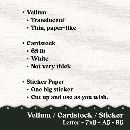 Vellum or Cardstock Dashboard Tip-in for Planners or Junk Journaling - Kit 128V - Pink Green Ephemera