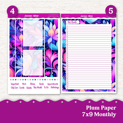 Plum Paper Monthly Sticker Kit for 8x11 7x9 A5 Planners - Kit 240 Planner Stickers 2025