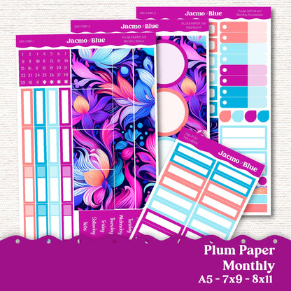 Plum Paper Monthly Sticker Kit for 8x11 7x9 A5 Planners - Kit 240 Planner Stickers 2025