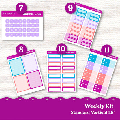 Outrageous Weekly Planner Sticker Kit Vertical Planner Stickers Kit 240v- Standard Vertical 1.5" Columns A5 B6