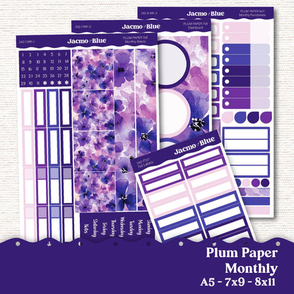 Plum Paper Monthly Sticker Kit for 8x11 7x9 A5 Planners - Kit 242 Planner Stickers 2025