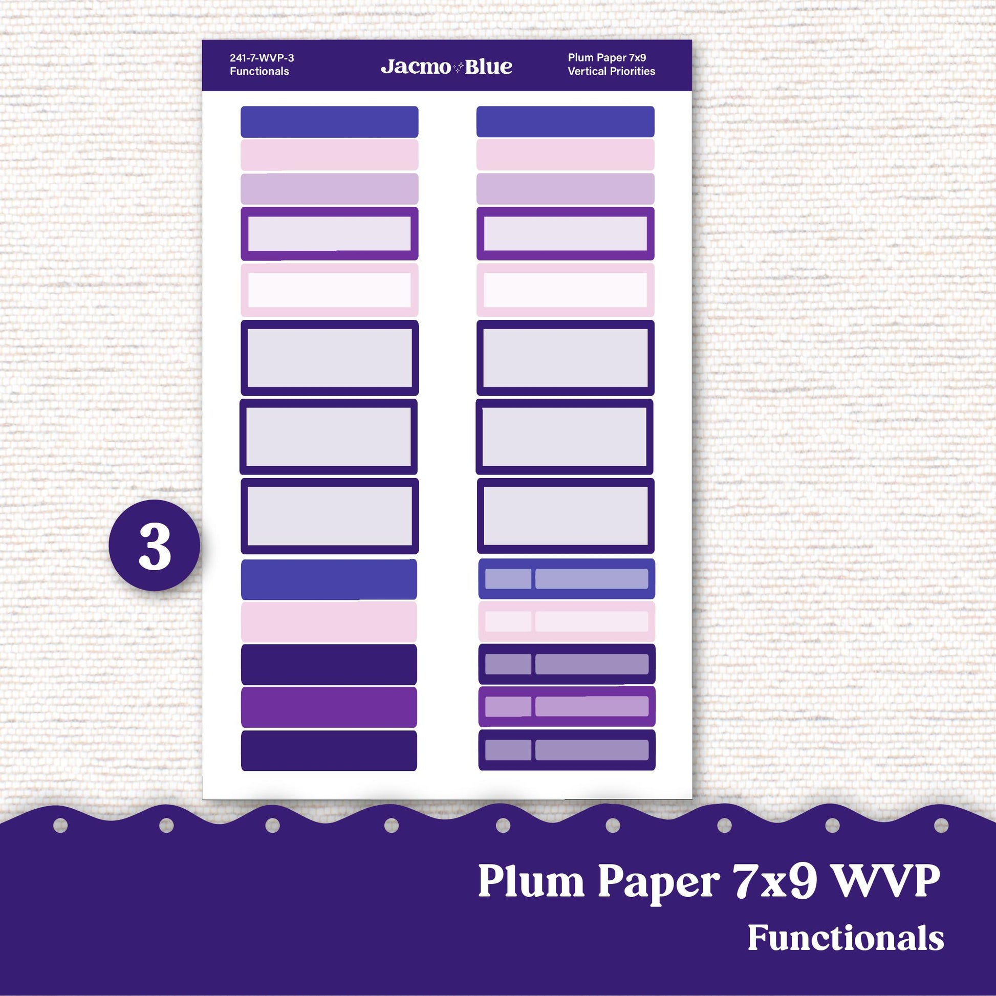 Weekly Vertical Priorities Plum Paper Kit 242 - Purple Watercolor