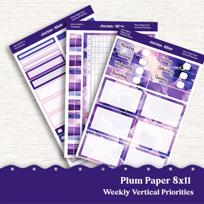 Weekly Vertical Priorities Plum Paper Kit 242 - Purple Watercolor