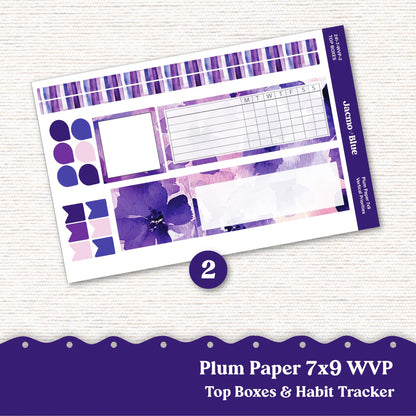 Weekly Vertical Priorities Plum Paper Kit 242 - Purple Watercolor