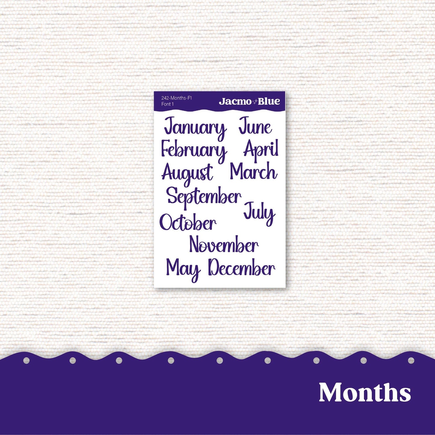 Hobonichi Cousin Monthly Planner Stickers Kit 242 Monthly Hobo Kit Purple Watercolor