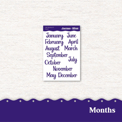 Hobonichi Cousin Monthly Planner Stickers Kit 242 Monthly Hobo Kit Purple Watercolor