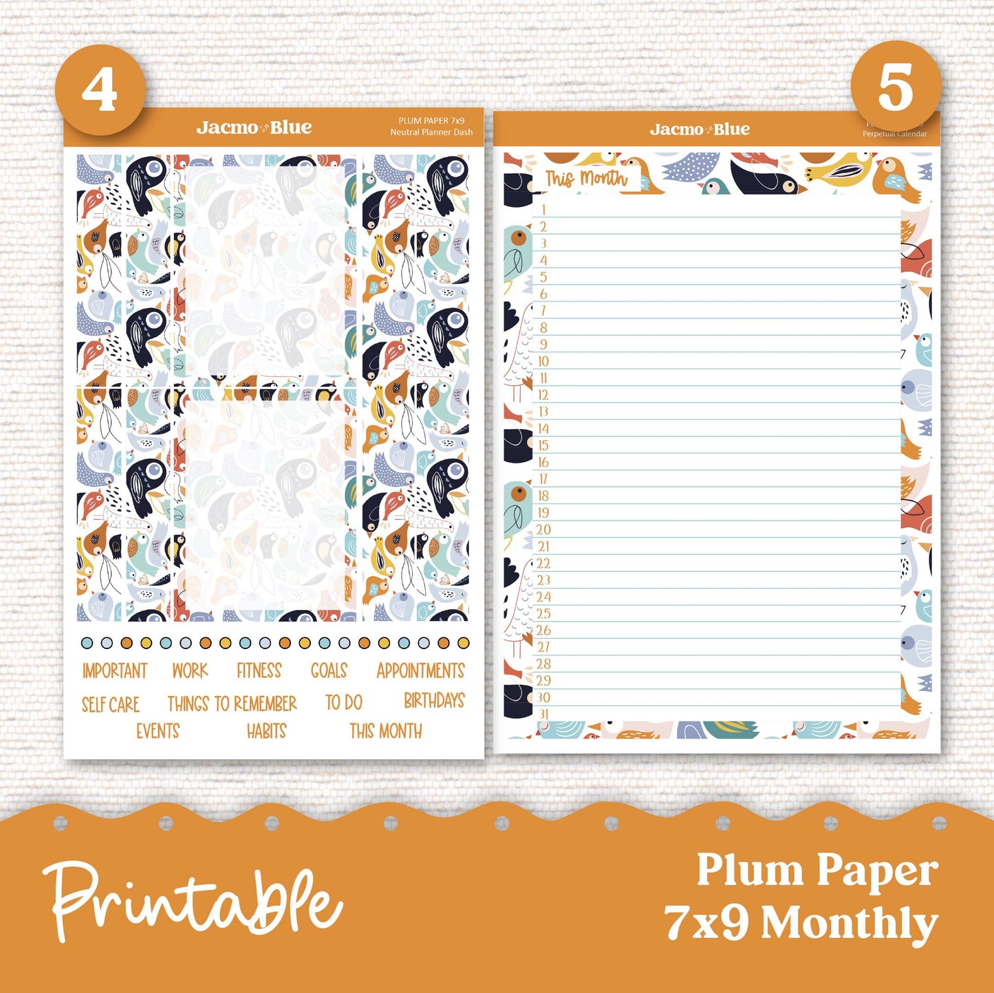 PRINTABLE September Plum Paper Planner Monthly Stickers 8x11 7x9 A5 Print and Cut - 207P