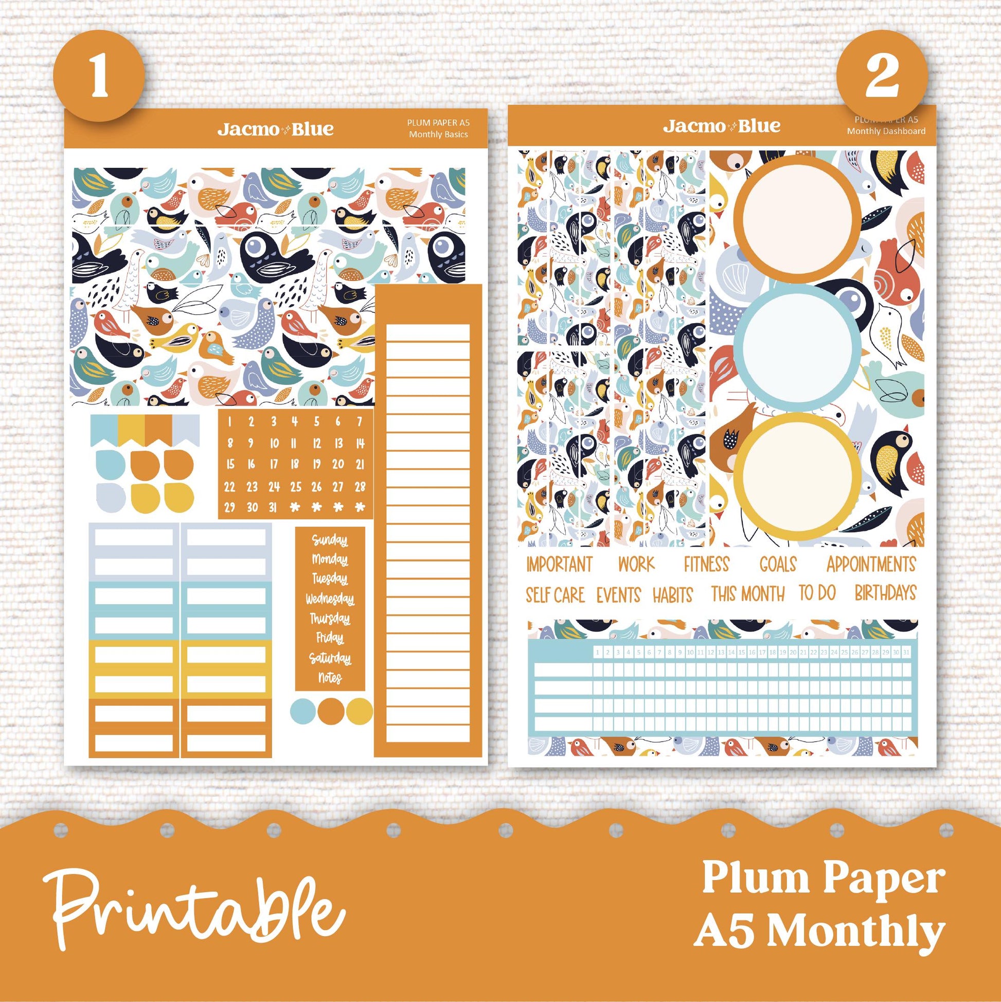 PRINTABLE September Plum Paper Planner Monthly Stickers 8x11 7x9 A5 Print and Cut - 207P