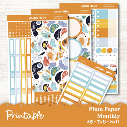 PRINTABLE September Plum Paper Planner Monthly Stickers 8x11 7x9 A5 Print and Cut - 207P