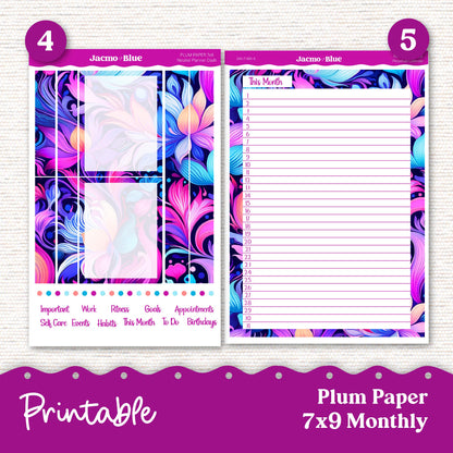 Outrageous Swirls Plum Paper Planner Printable Monthly Stickers 8x11 7x9 A5 Print Cut Download Cricut Transparent PNG and Silhouette - 240P