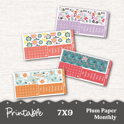 Printable 7x9 Kits Sticker Mini Monthly Kit 2025- All 12 Months Bundle Cricut Silhouette Studio Transparent PNG - Plum Paper