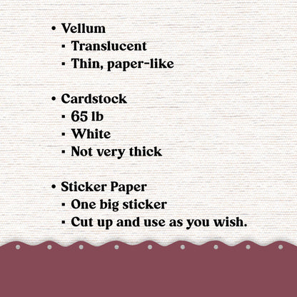 Vellum or Cardstock Dashboard Tip-in for Planners or Junk Journaling - 129V