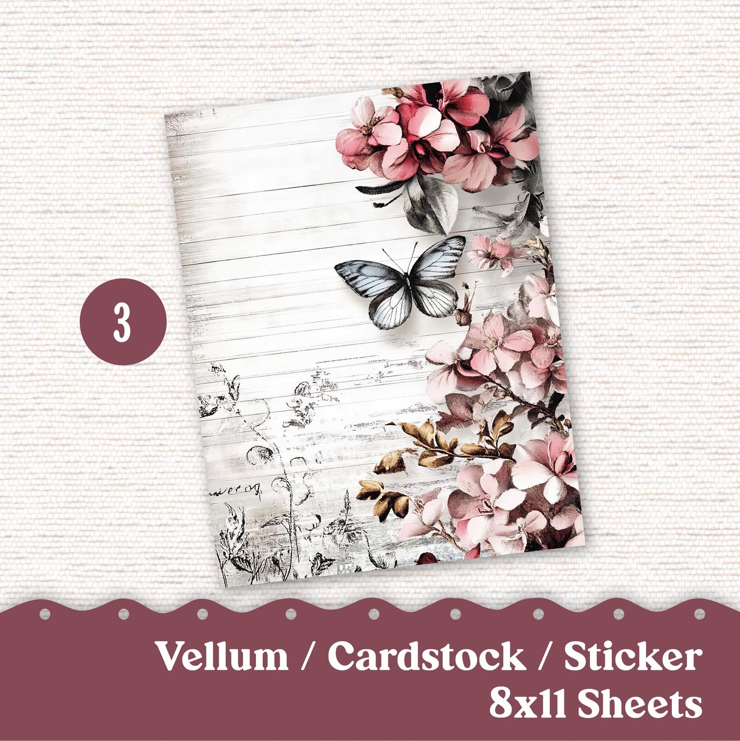 Vellum or Cardstock Dashboard Tip-in for Planners or Junk Journaling - 129V