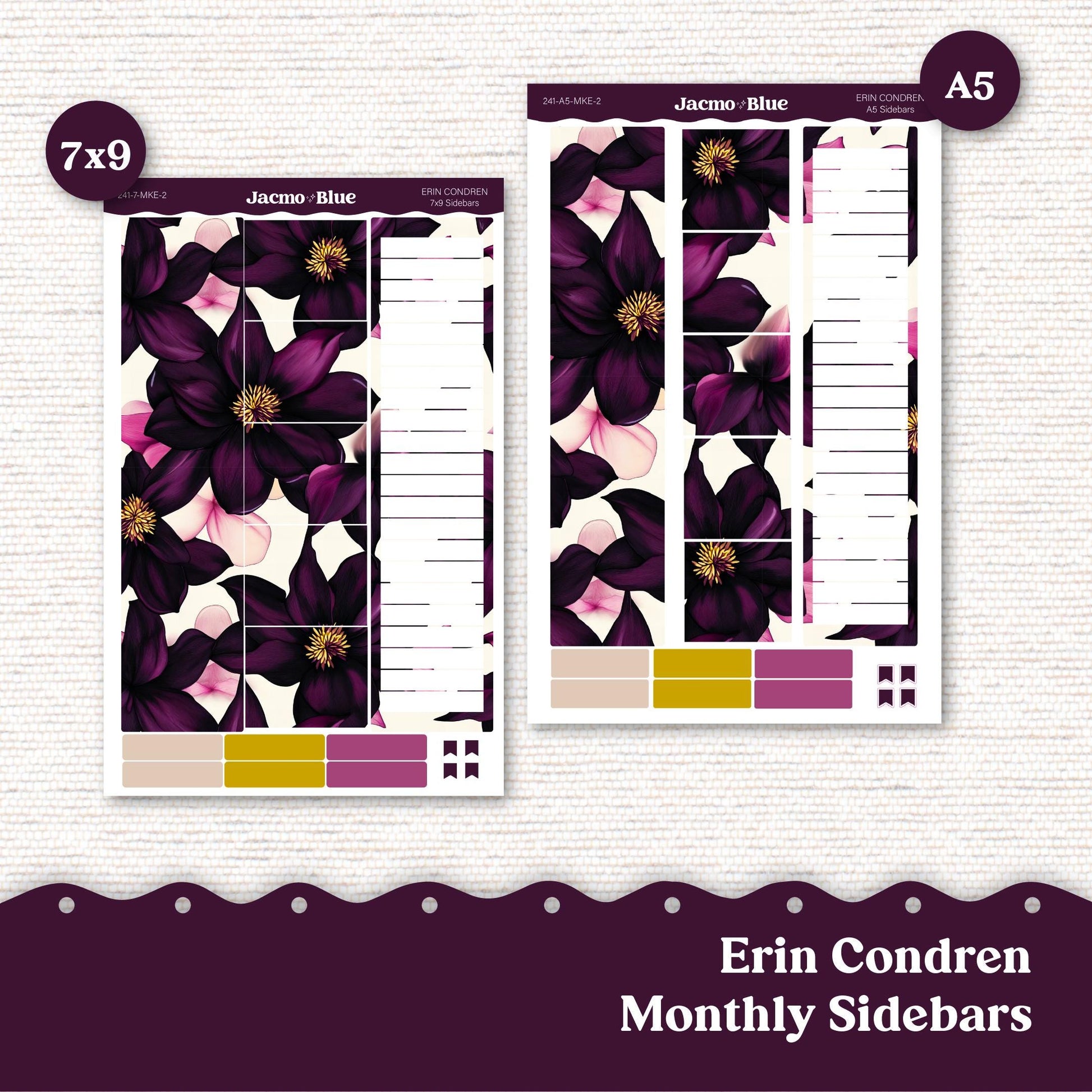 Planner Stickers 7x9 A5 Kit Monthly Planner Erin Condren Sticker Kit 241 Monthly Kit for 7x9 or A5 planners Violet Mood