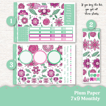 Plum Paper Monthly Sticker Kit for 8x11 7x9 A5 Planners - Kit 243 February Planner Stickers 2025