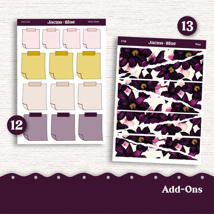 Weekly Planner Sticker Kit Vertical Planner Stickers Kit 241 Violet Mood - Standard Vertical 1.5" Columns A5 B6