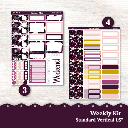 Weekly Planner Sticker Kit Vertical Planner Stickers Kit 241 Violet Mood - Standard Vertical 1.5" Columns A5 B6