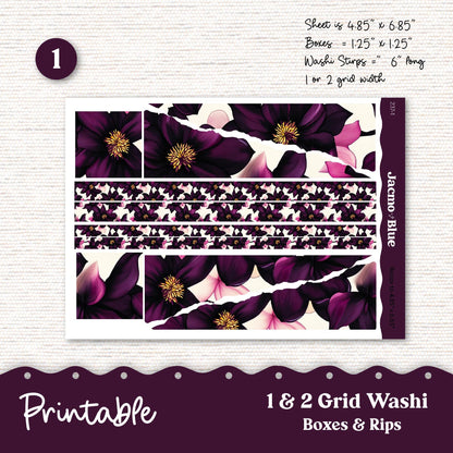 Printable Thin Washi & Minimal Basics for Journaling 3.9mm Washi Planners Sticker Kit Cricut Studio PNG Cut Files - Violet Mood 241P