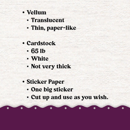 Vellum or Cardstock Dashboard Tip-in for Planners or Junk Journaling - 241V - Violet Mood