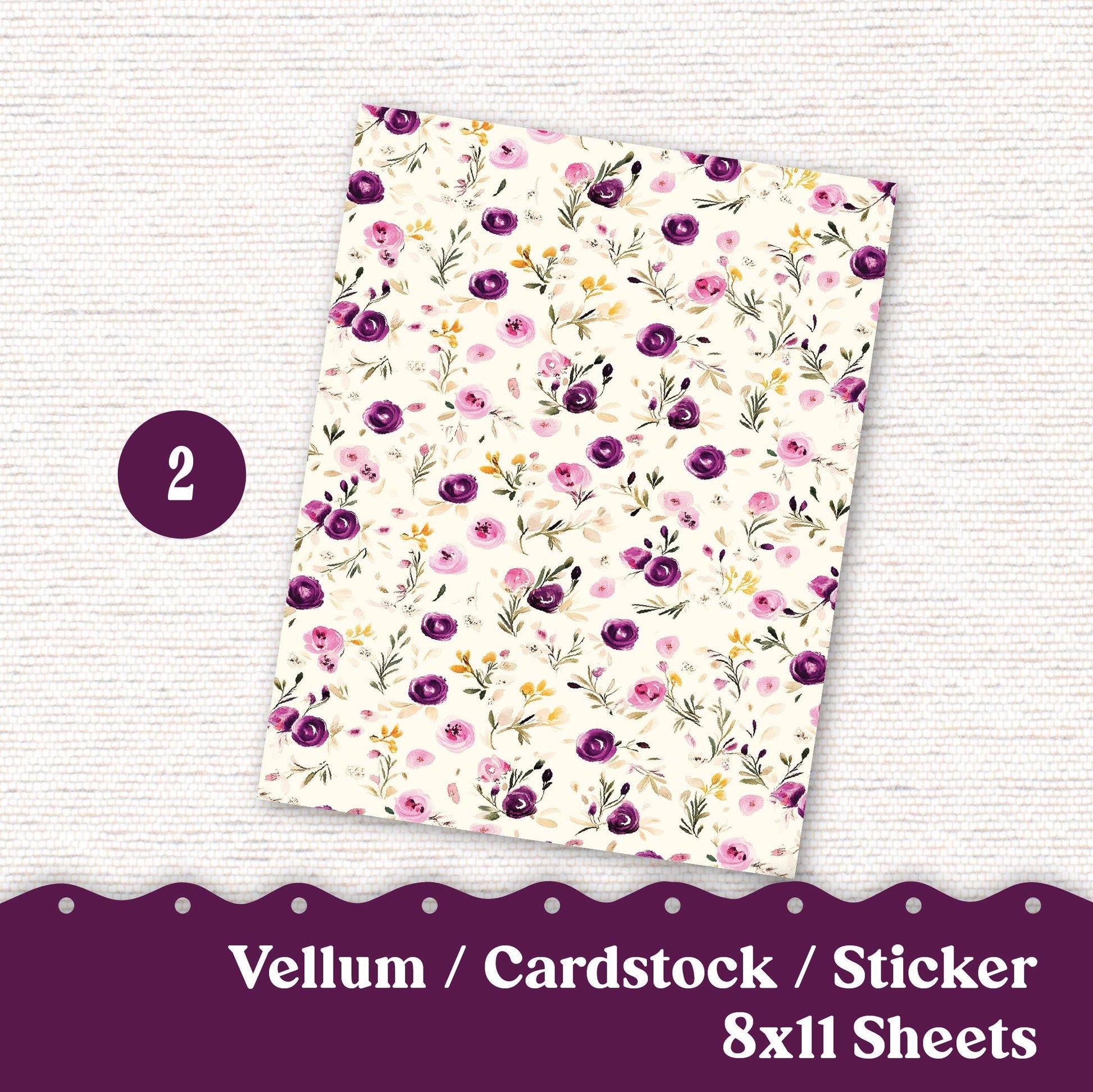 Vellum or Cardstock Dashboard Tip-in for Planners or Junk Journaling - 241V - Violet Mood