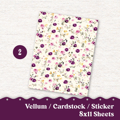 Vellum or Cardstock Dashboard Tip-in for Planners or Junk Journaling - 241V - Violet Mood