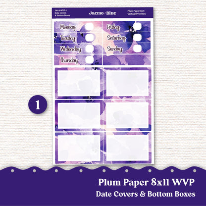 Weekly Vertical Priorities Plum Paper Kit 242 - Purple Watercolor