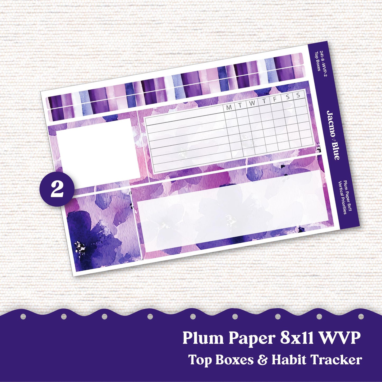 Weekly Vertical Priorities Plum Paper Kit 242 - Purple Watercolor