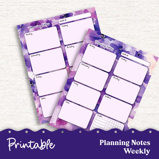 PRINTABLE Weekly Planning Sheets for Preplanning or Memory Notes Weekly Planner Letter and A5 Sizes 242P