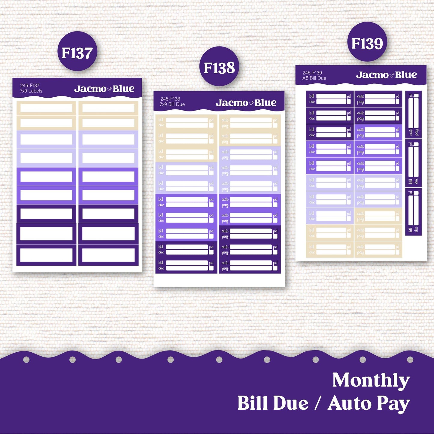 Plum Paper Monthly Sticker Kit for 8x11 7x9 A5 Planners - Kit 245 Purple Gold Floral 2025