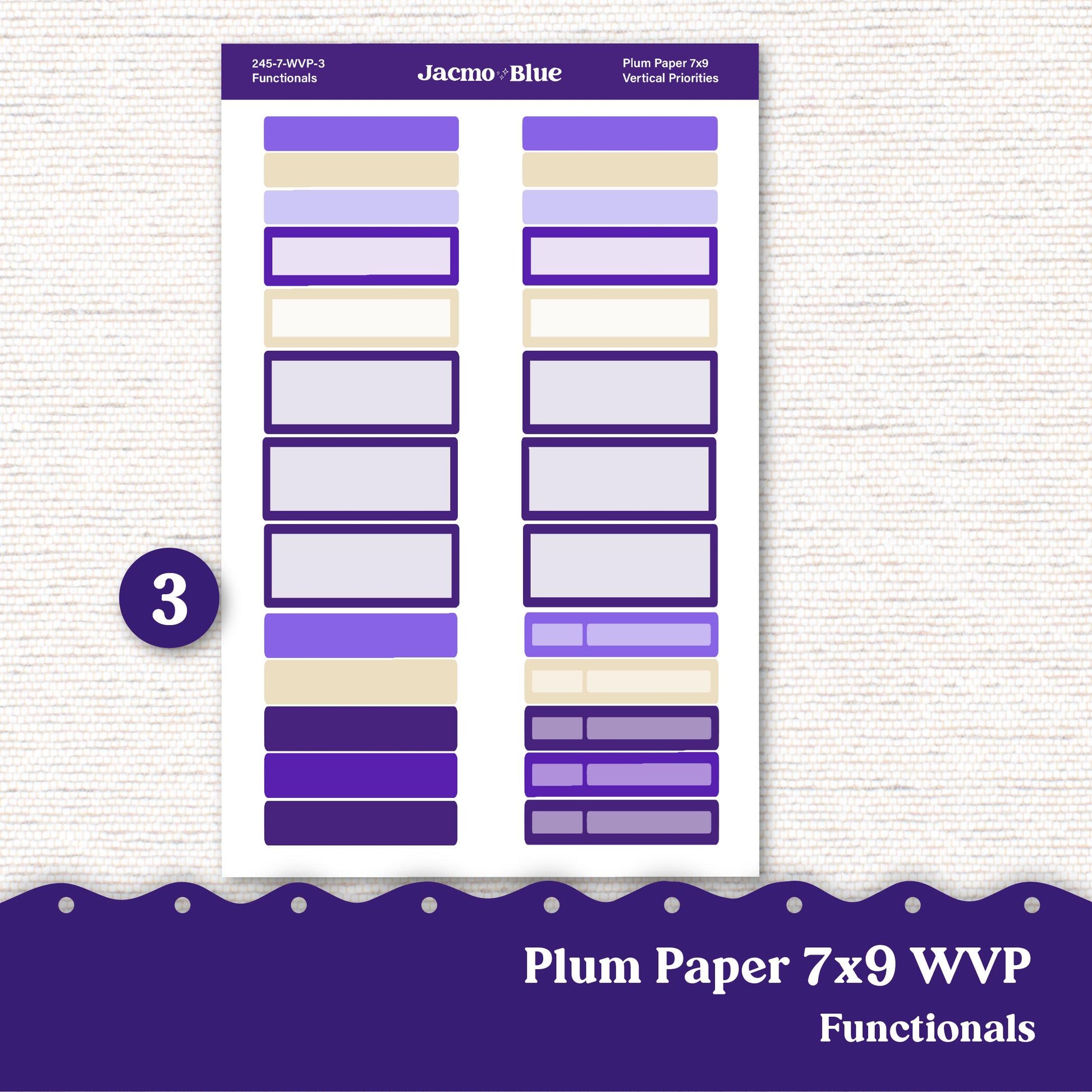 Weekly Vertical Priorities Plum Paper Kit 245 - Purple Watercolor