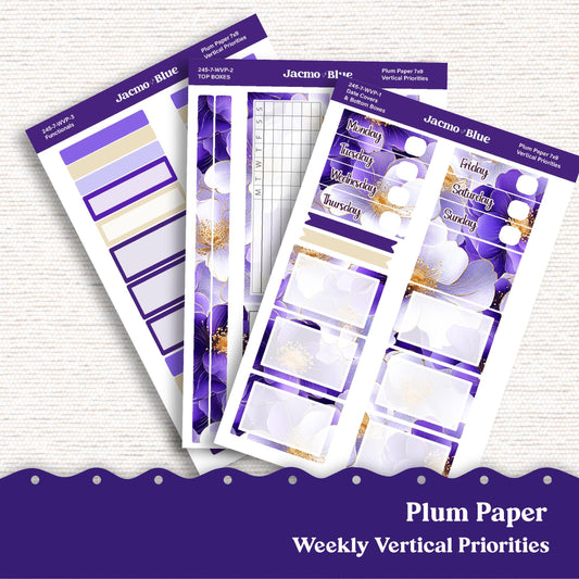 Weekly Vertical Priorities Plum Paper Kit 245 - Purple Watercolor