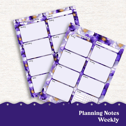 PRINTABLE Weekly Planning Sheets for Preplanning or Memory Notes Weekly Planner Letter and A5 Sizes 245P