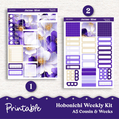 PRINTABLE Hobonichi Weekly Sticker Kit Cousin & Weeks Planner Stickers - Silhouette Cricut Transparent PNG Files 245 Outrageous